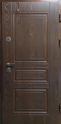 Стальная дверь для квартиры с коричневыми панелями МДФ ПВХ